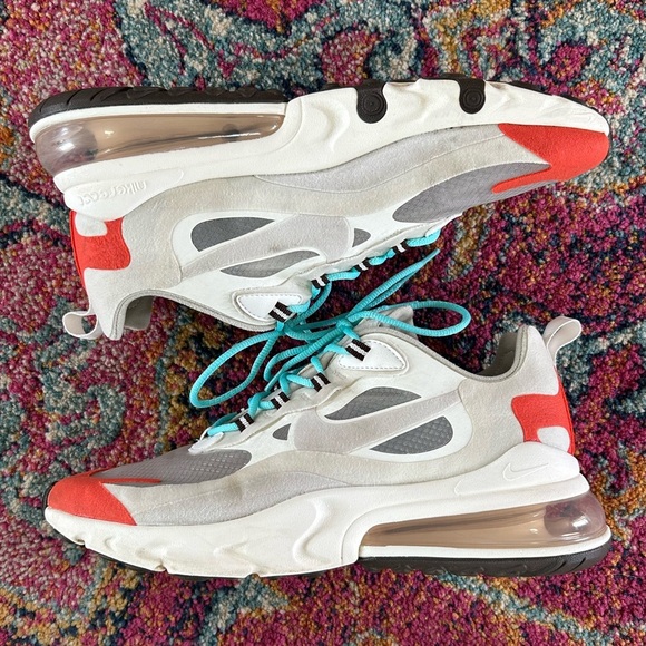 Nike | Women’s white/orange/turquoise Air Max 270 React Sneakers, size 10 - Picture 7 of 13